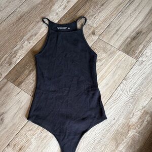 Abercrombie & Fitch Black Ribbed High-Neck Bodysuit